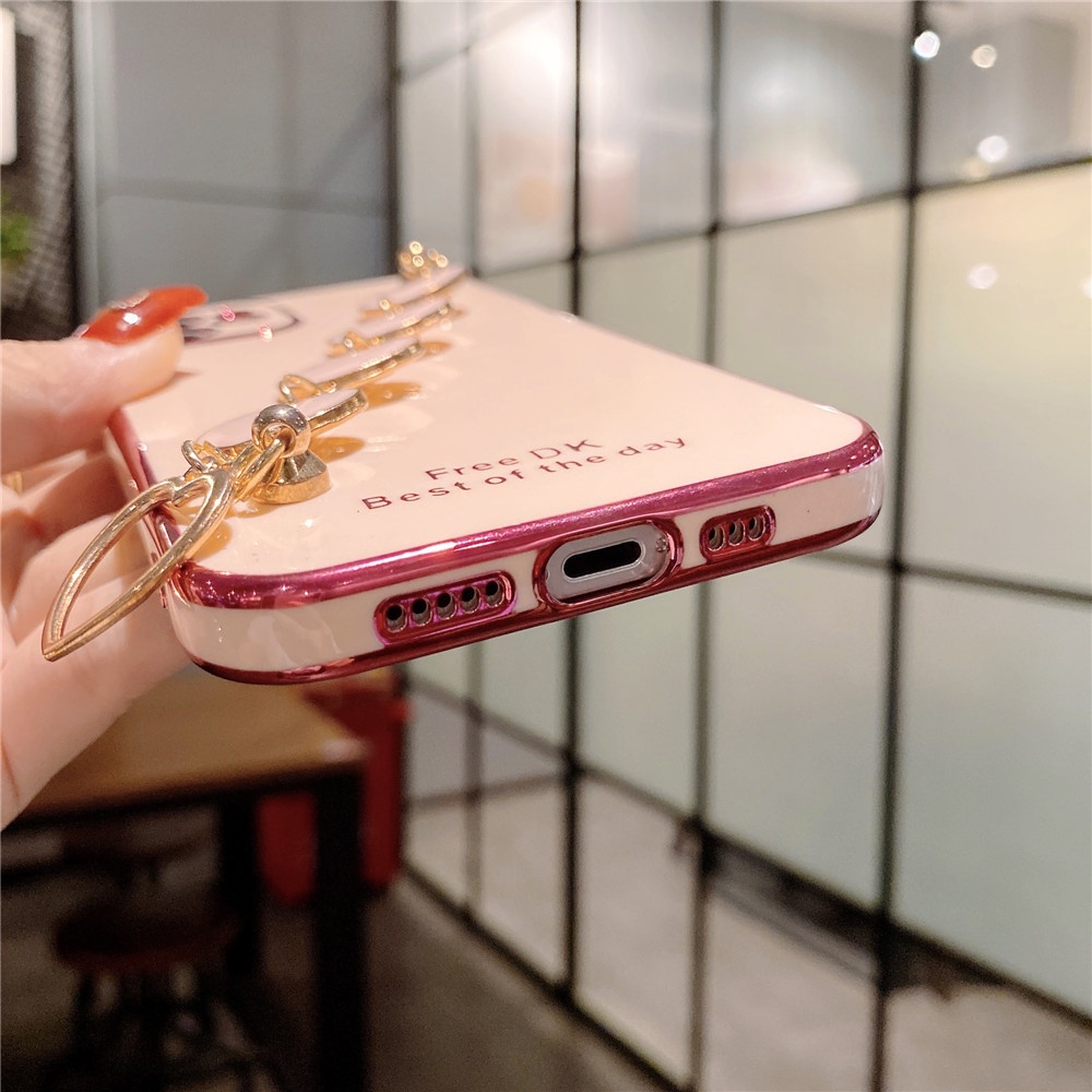 Ốp Điện Thoại Dẻo Mạ 6D Chống Vỡ/ Rơi Vỡ Kèm Vòng Đeo Tay Cho iPhone 6 7 8 Plus X XS Max XR 11 Pro Max
