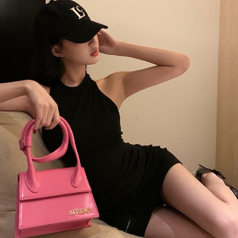 Đầm Ngắn Không Tay Cổ Tròn Hở Lưng Màu Sắc Trơn Thời Trang Mùa Hè Dành Cho Nữ