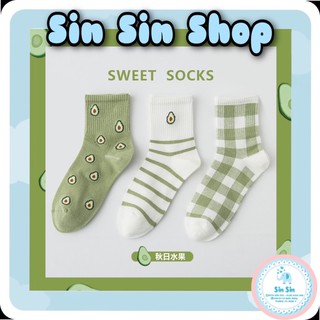 Tất - Vớ Nữ Nam Cổ Cao Vintage Bơ Xanh Nhẹ Nhàng - SinSin