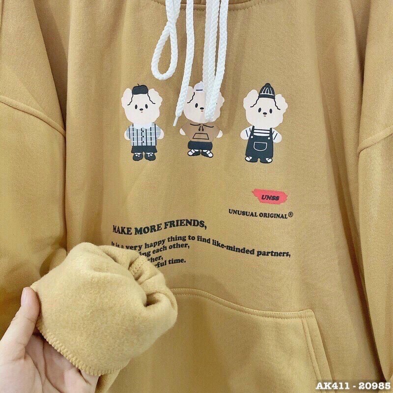 Áo Khoác Hoodie Nam Nữ Nỉ Bông Tay Phồng Cánh Dơi Hàng UNISEX Áo Hoodie Nỉ Sweater Nam Nữ in 3 GẤU - AK3411 | BigBuy360 - bigbuy360.vn