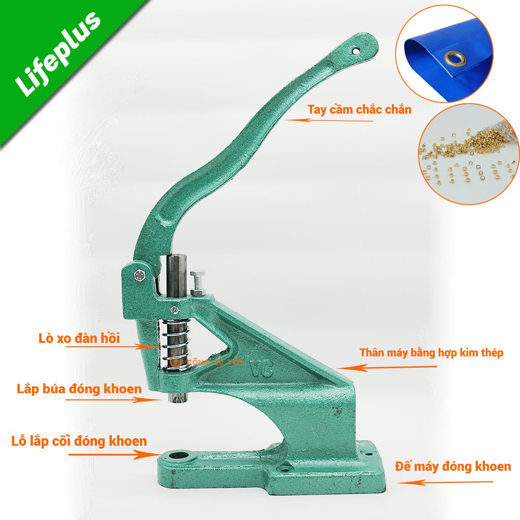 Dụng cụ đóng khoen, máy dập cúc, dập khoen bằng tay