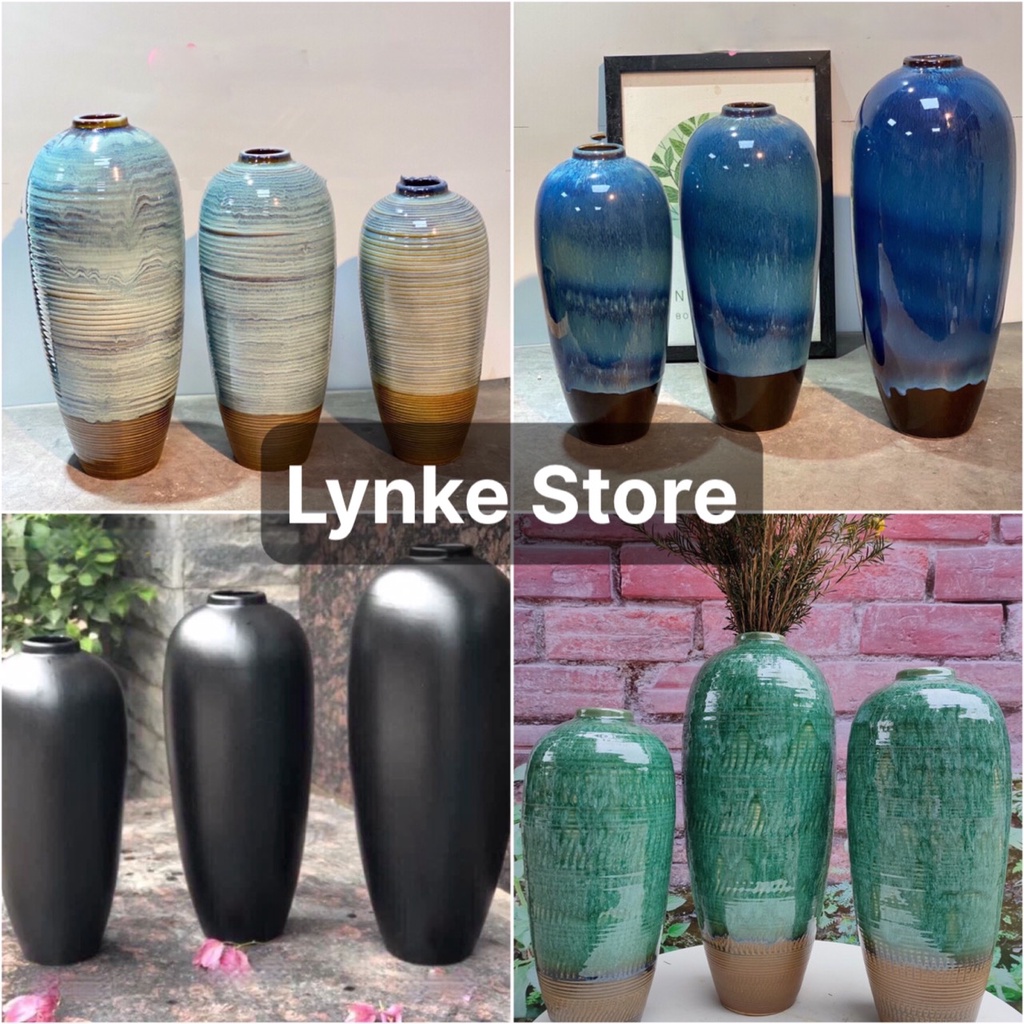 Bình Hoa Lọ Hoa Dáng Bom Nhiều Mẫu Men Hỏa Biến Gốm Sứ Bát Tràng - Lynke Store