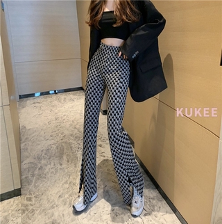 Quần dài ống loe xẻ tà thời trang dành cho nữ