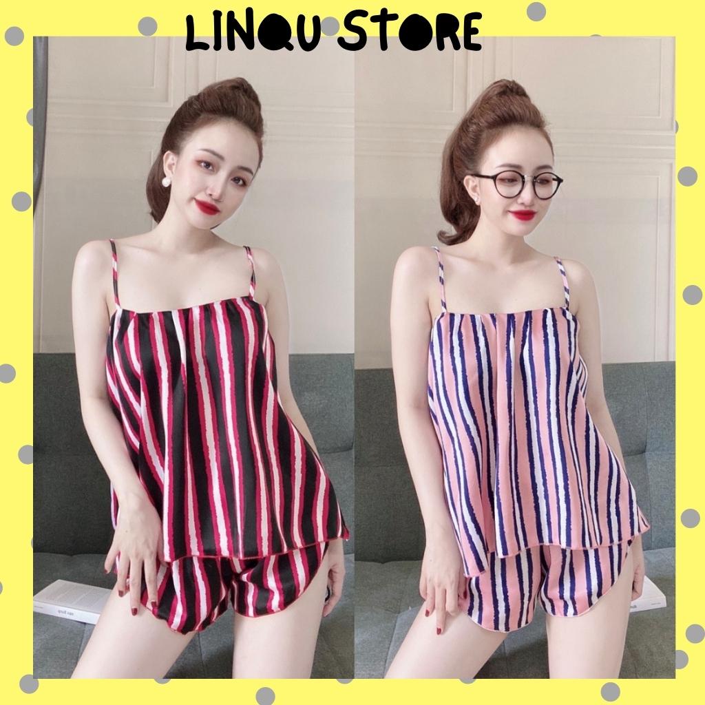 Đồ Ngủ Sexy - Đồ Ngủ 2 Dây Nữ Sexy Gợi Cảm Chất Satin Mặc Ngủ Mát Freesize - Linqu Sleepwear