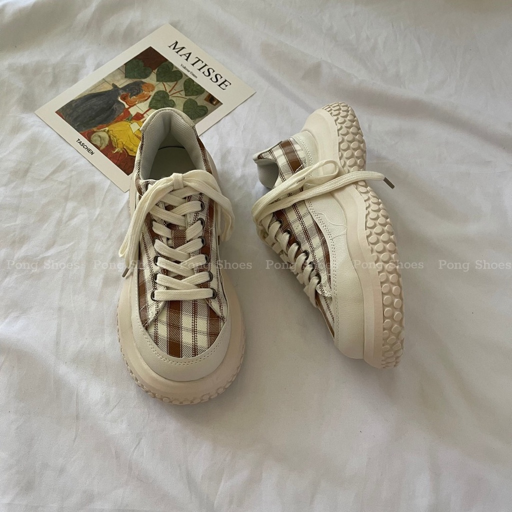 Giày Sneaker PongShoes màu đen, be FULL HỘP Mã 1433