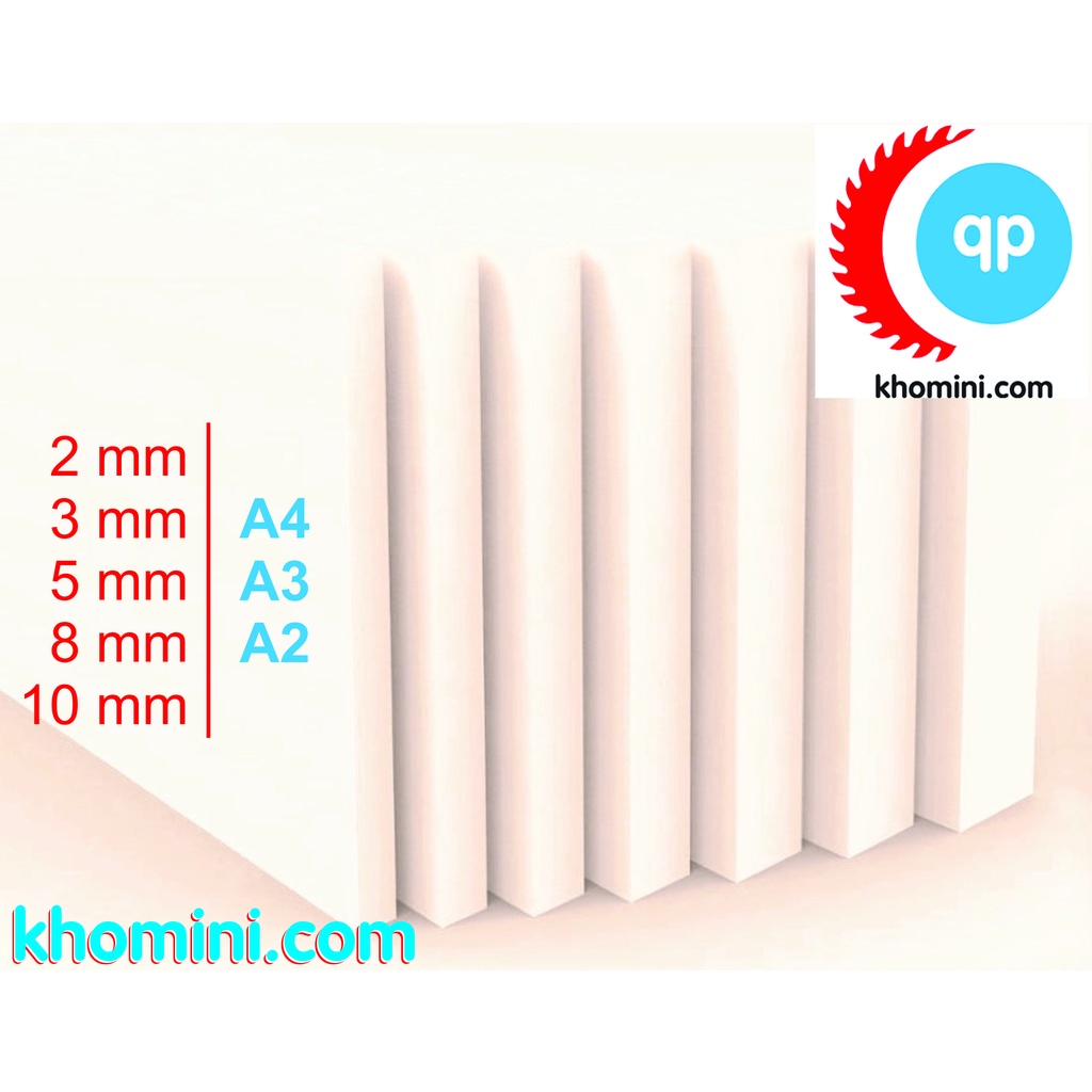 Tấm Fomex A2 - PVC Foam - 40x60cm, Dày - 2, 3, 5, 8, 10mm - Bìa làm Nội thất, mô hình Hanmade, Kiến trúc, Tàu thuyền