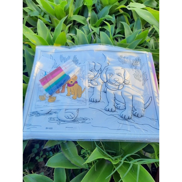Tranh tô màu bút lông 3D khổ A4 mẫu dễ thương cho bé