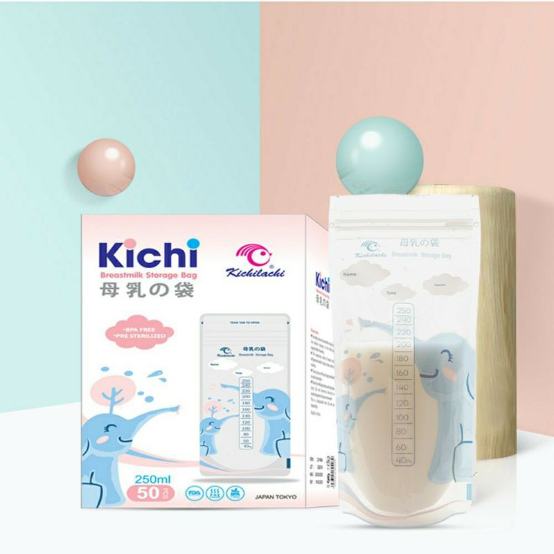 Hộp 50 Túi Trữ Sữa Cảm Biến Nhiệt Kichilachi 100ml, 120ml, 150ml, 250ml, 250ml