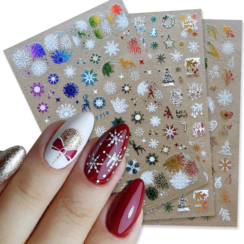 UR SUGAR Miếng dán họa tiết Giáng Sinh 3D trang trí móng tay DIY