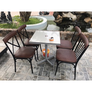 GHẾ ĂN CHỮ X_SẮT MẶT GỖ-cafe