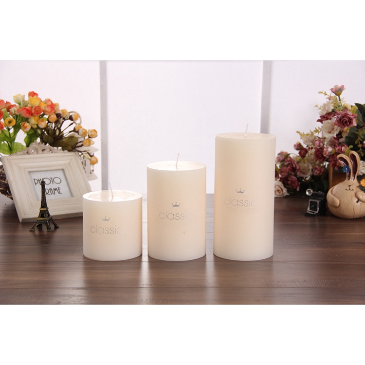 Nến trụ Classic không mùi, nến trụ tròn trang trí size 5cm x 7.5cm - TnP Decor