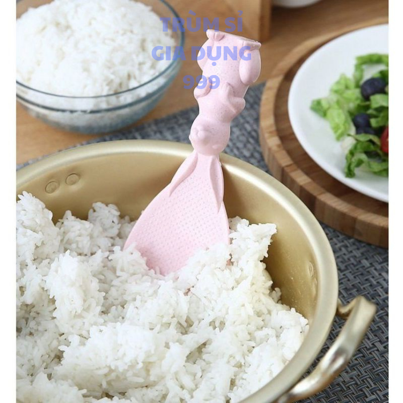 vá xới cơm lúa mạch hình tai thỏ, Thìa Muỗng Vá Xới Cơm Chống Dính Hình Tai Thỏ Xinh