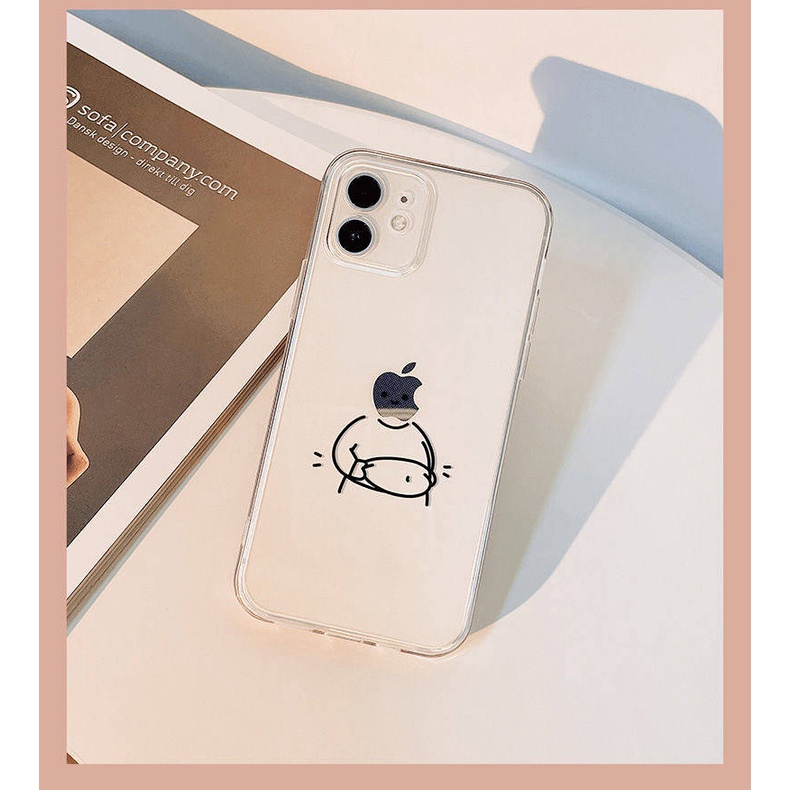Ốp điện thoại mềm trong suốt đường nét vui nhộn bảo vệ điện thoại thích hợp cho Iphone14 13 12Promax XR / 7 8plus Q4Lr