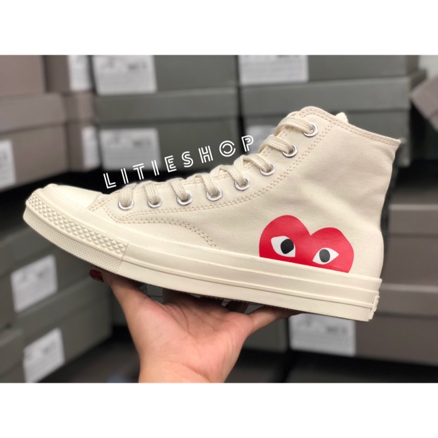 ẢNH THẬT | GIÀY Comme Des Garcons Play X Converse Chuck Taylor - Hidden Heart High Top Sneaker CDG CAO CỔ KEM