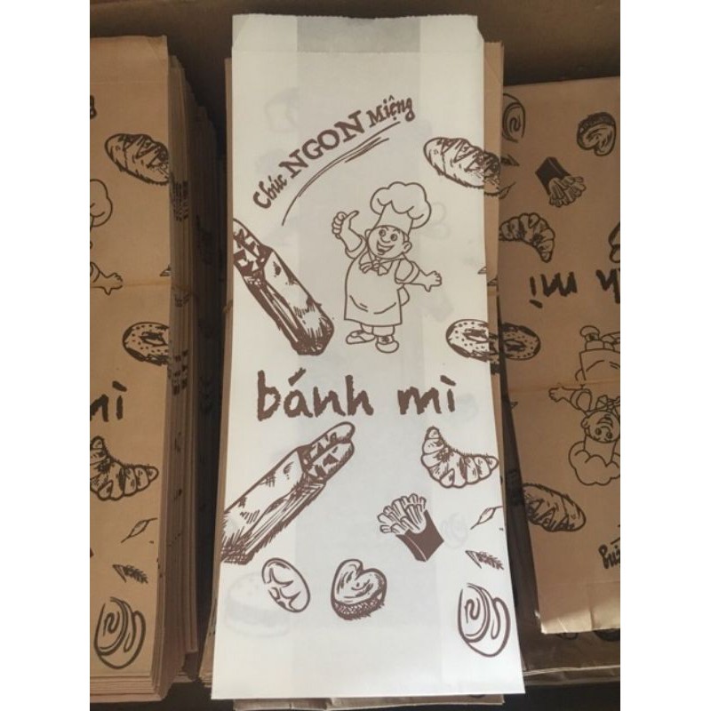 100 Túi giấy đựng bánh mì truyền thống greenkios