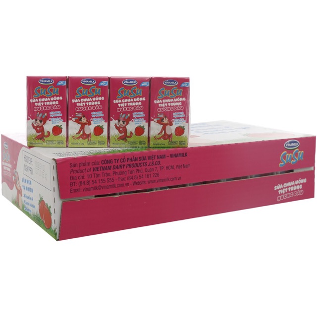 Thùng 48 hộp sữa Susu hộp giấy 110ml(vị dâu và cam)