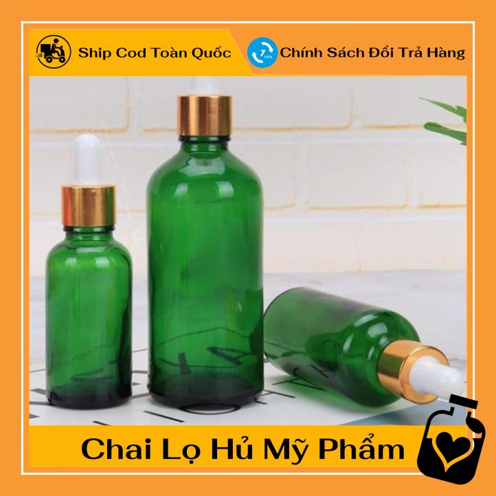 Lọ Chiết Serum ❤ [100ml] Lọ đựng tinh dầu Xanh lá chiết serum Khoen Vàng,Đen,Bạc, phụ kiện du lịch