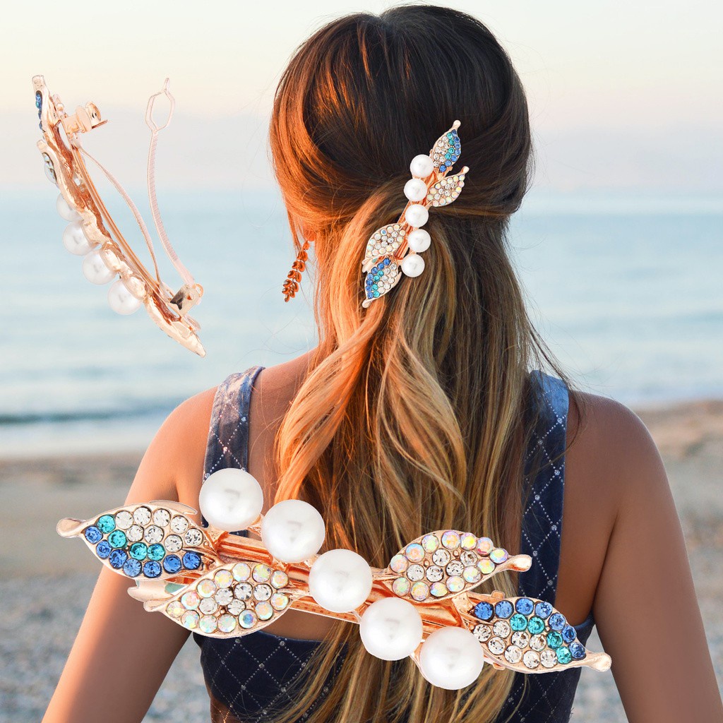 Kẹp Tóc Hình Hoa Và Bướm Đính Ngọc Trai Thời Trang Cho Nữ