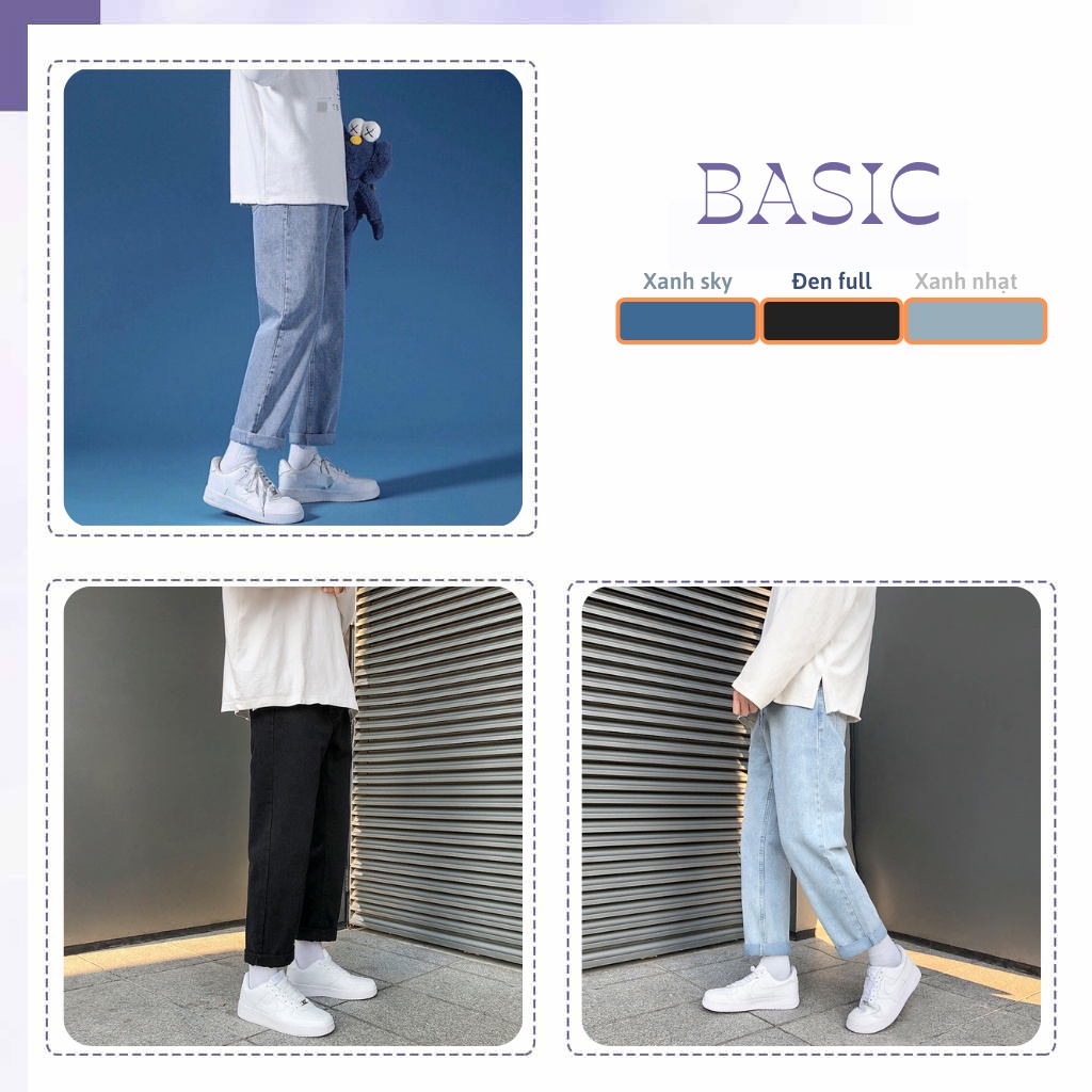 Quần jean baggy ống suông rộng nam nữ BASIC unisex vải jeans bò cao cấp hottrend 2022 | BigBuy360 - bigbuy360.vn