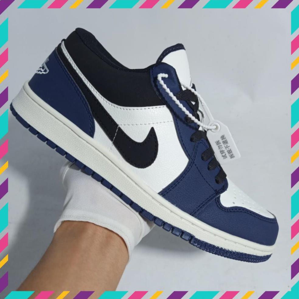 Giày Thể Thao Nam Nữ Sneaker Jordan Cổ Thấp JD 1 Xanh Navi Thấp Cổ Full Sz Nam Nữ Chuẩn 11 [ Mẫu Mới - Full Bill Box]