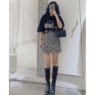 Set chân váy beo + áo pull