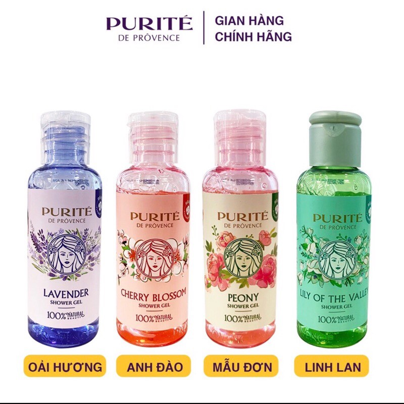 Combo Sữa tắm Purite 100ml/chai ( Hoa Anh Đào, Hoa Lily)