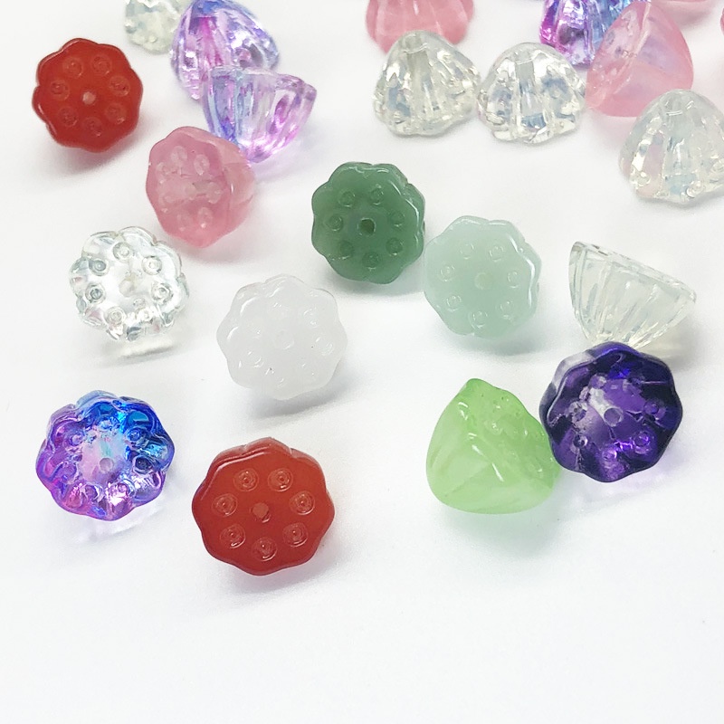 (5 cái)Nhụy hoa sen thủy tinh 8*11mm, Nguyên liệu làm trang sức cổ trang, Nguyên liệu diy