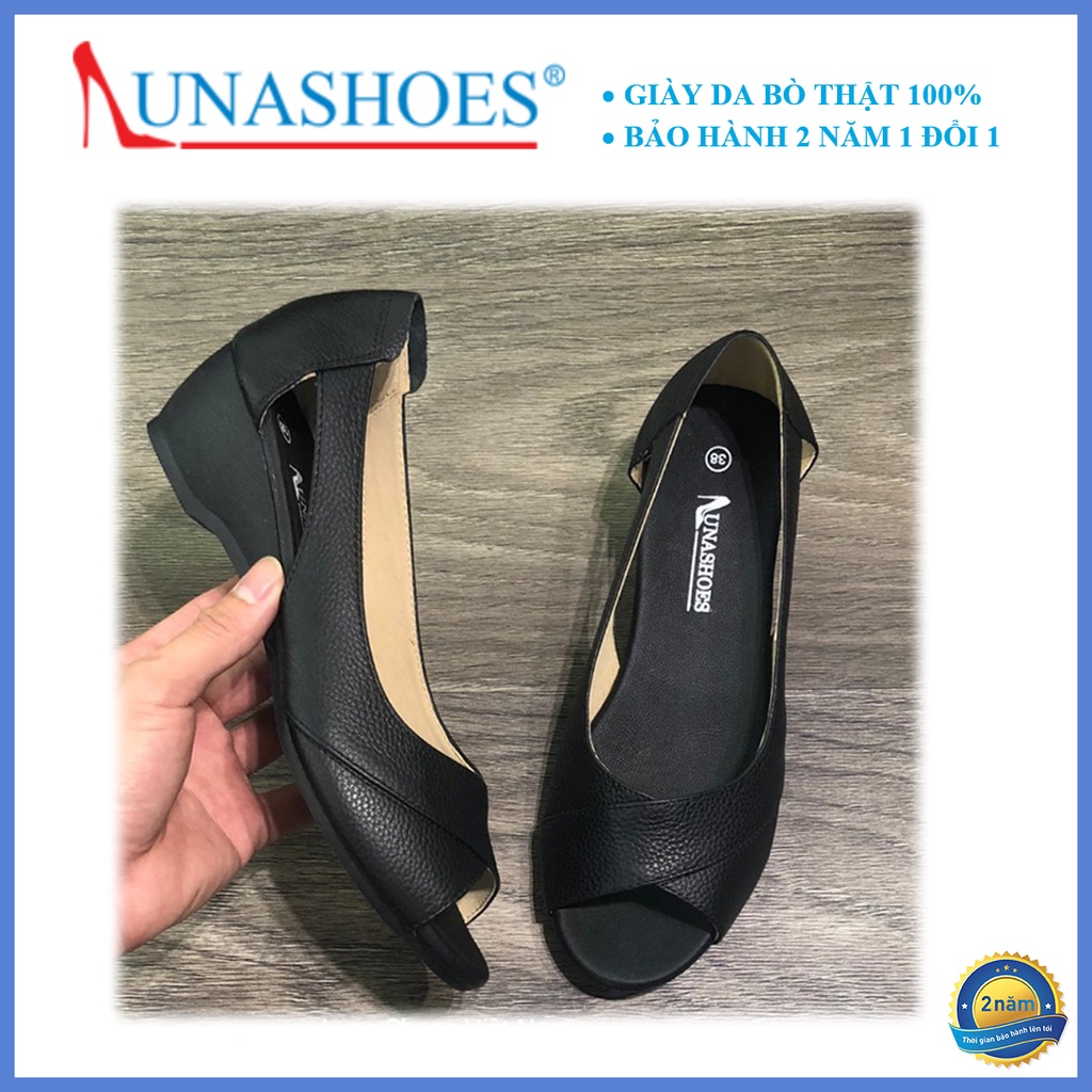 Giầy xuồng nữ, giày đế xuồng LUNASHOES 24805 giày trung niên nữ da bò thật nữ bảo hành 2 năm 1 đổi 1