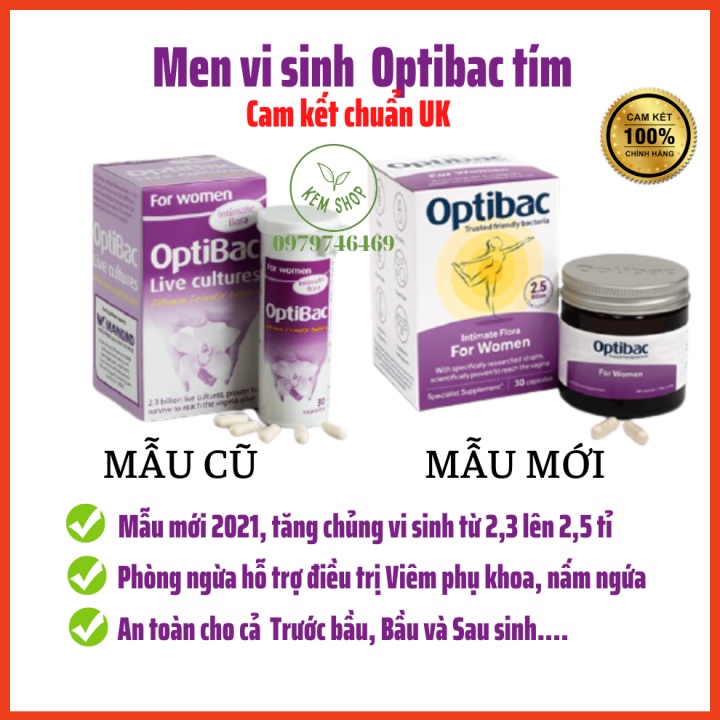 [100% chuẩn UK] Men vi sinh Optibac tím (30v/90v) phòng ngừa phụ khoa vùng kín cho phụ nữ Optibac Probiotics For Women