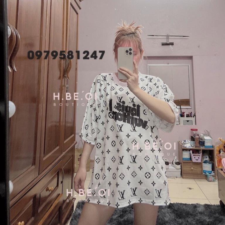 Áo Thun Tay Lỡ L.V Eo Vì Hot Trend Form Rộng Cổ Tròn Phong Cách Cá Tính Năng Động-Áo Phông Nam Nữ Unisex