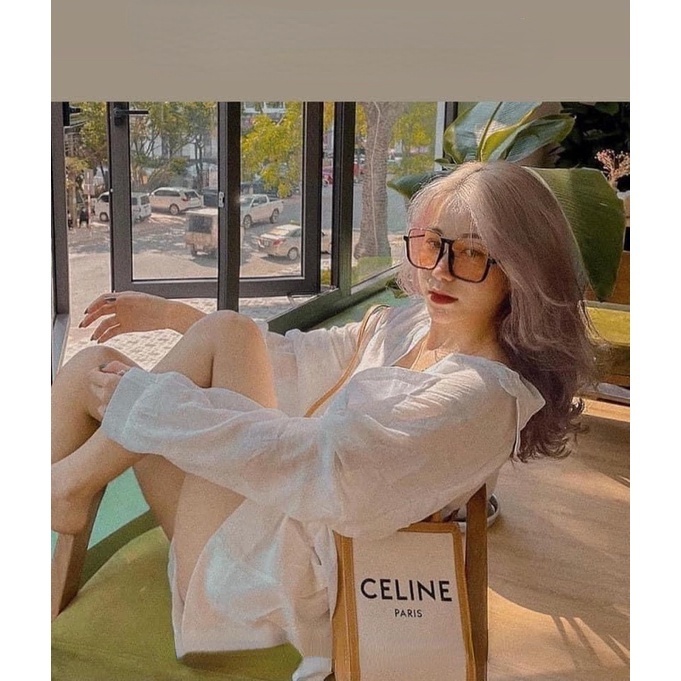 Kính Chống Tia UV Gọng Vuông Nửa Gọng Cổ Điển Thời Trang Nữ