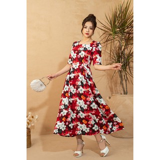 [Mã BMLT30 giảm đến 30K đơn 299K] Váy trung niên LYBEE lụa hàn châu 637