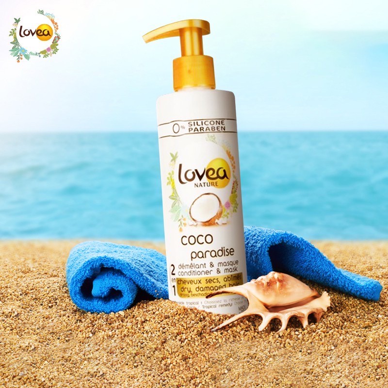 Dầu xả và Kem ủ tóc Phục hồi hư tổn từ dầu dừa 2 trong 1 LOVEA Coco paradise Démêlant & Masque 250ml - HAFA BEAUTY