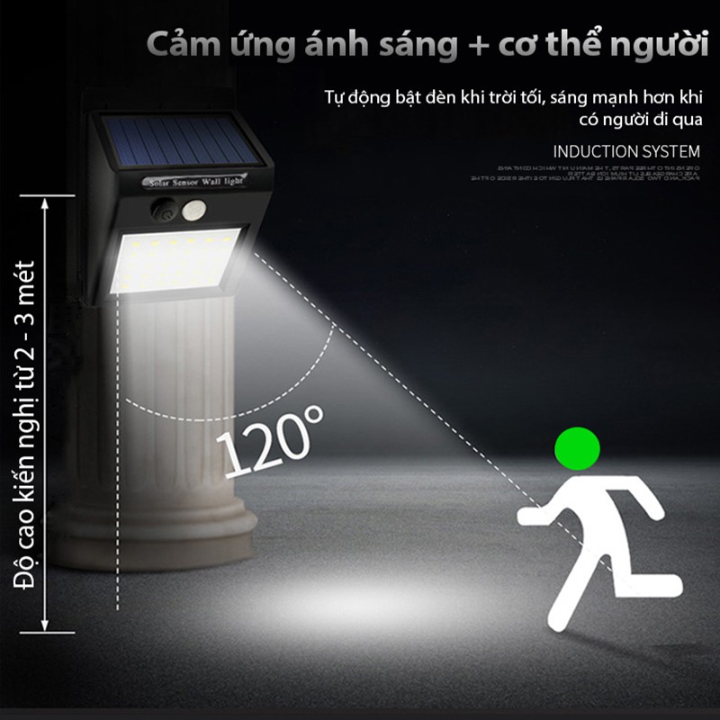 Đèn led năng lượng mặt trời Ever Bright tiết kiệm điện chống thấm nước, cảm biến thông minh gắn tường tiện lợi HL143