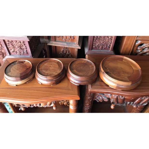 Đế kê gỗ Hương 100% Kỷ đế tròn gỗ hương đỏ Kỷ tròn-Đôn tròn không chân-Đế bát hương (đồ thờ gỗ, kê bát hương) -HÀNG GIÁ