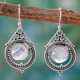 Vintage Dangle Earring Openwork Pattern Round Gemstone Earrings Anniversary Party Jewelry