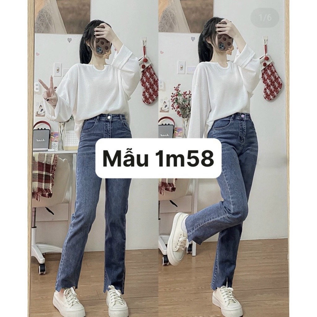 Quần jeans nữ cắt gấu.quần bò nữ ống đứng cắt gấu chuẩn phom hàn quốc | BigBuy360 - bigbuy360.vn