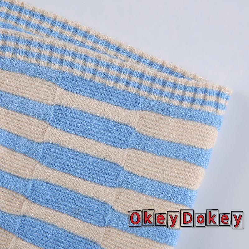 Áo Dệt Kim Hai Dây Cổ Yếm In Họa Tiết Kẻ Sọc Dáng Ôm Thời Trang Mùa Hè Quyến Rũ Cho Nữ