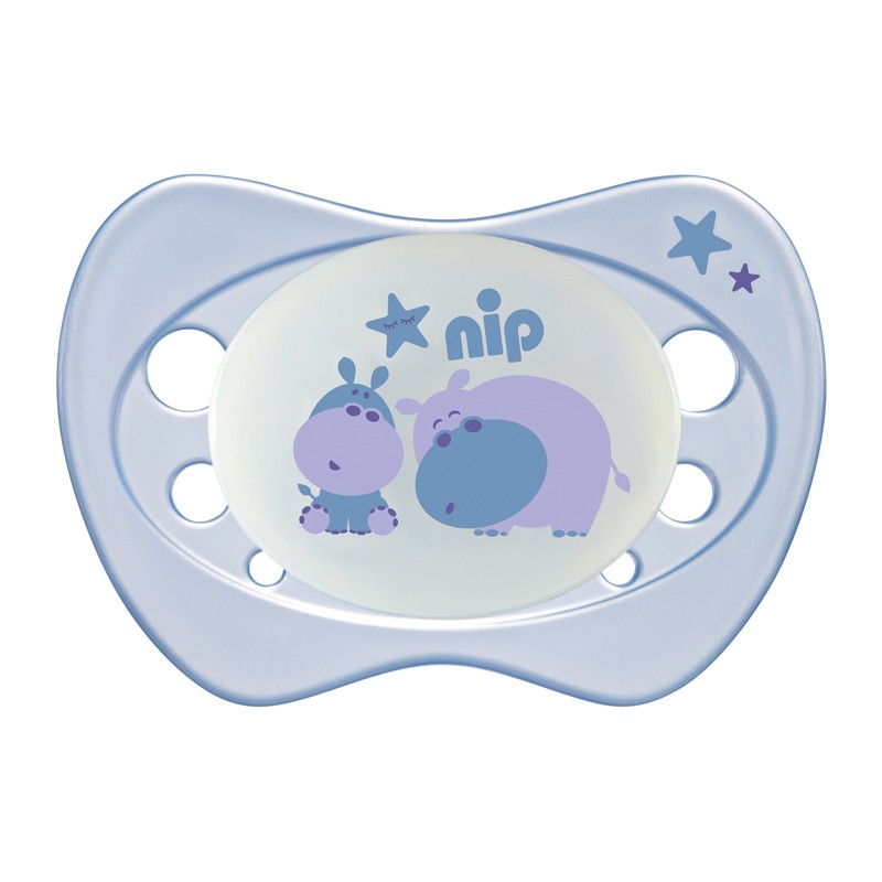 Ty ngậm sơ sinh phát sáng Newborn Night, bằng silicon, cỡ 0 (0-2 tháng), bộ 2 chiếc (NIP31308)