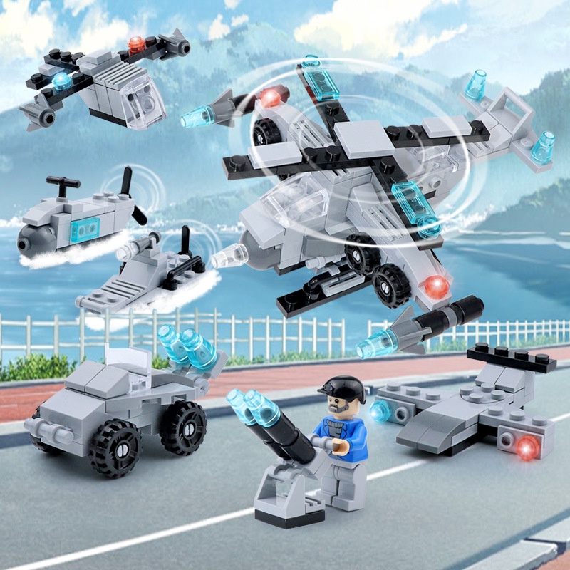 100/200 chiếc Lego Ô tô tương thích Khối xây dựng Cảnh sát Phòng cháy chữa cháy Xe tăng Máy bay Đồ chơi giáo dục Quân đ