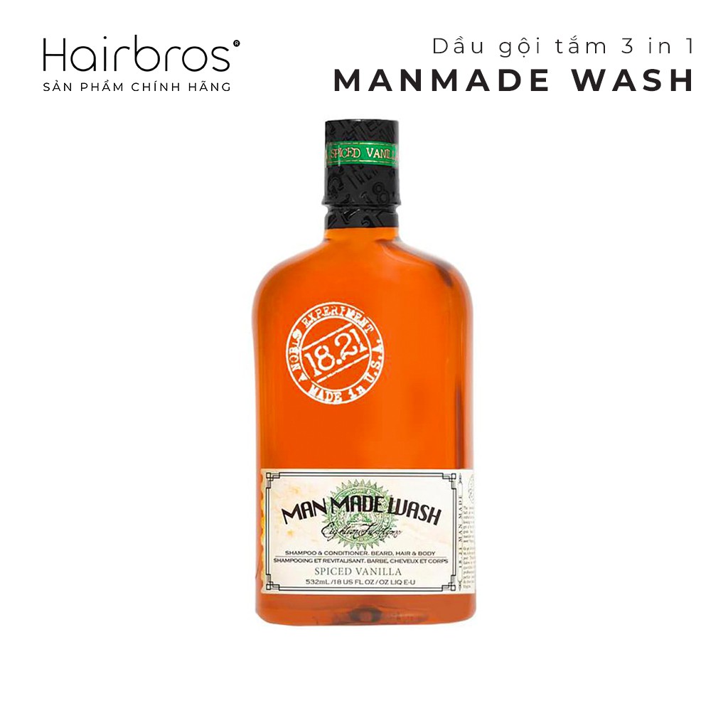 Dầu gội-Sữa tắm-Dầu xả 3in1 18.21 Man Made Wash -  - 532ml