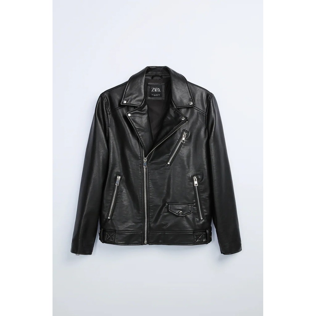 ÁO KHOÁC DA ZARA MAN HOẠ TIẾT SAU LƯNG BIKER JACKET