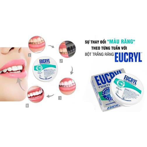 Bột tẩy trắng răng cấp tốc từ EUCRYL hộp 50g - Anh Quốc