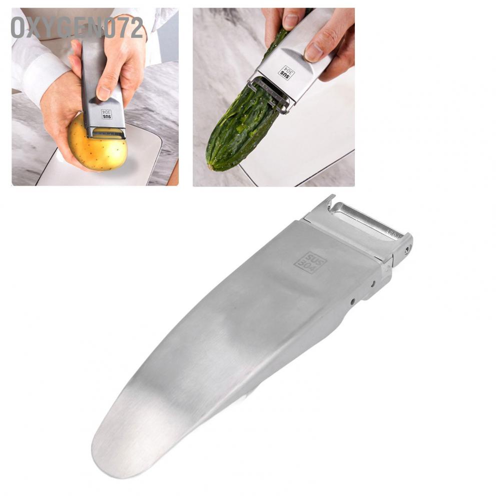 Oxygen072 Oxygen072 Máy gọt vỏ bếp bằng thép không gỉ bào trái cây hai đầu rau củ quả với bộ phận bảo vệ lưỡi