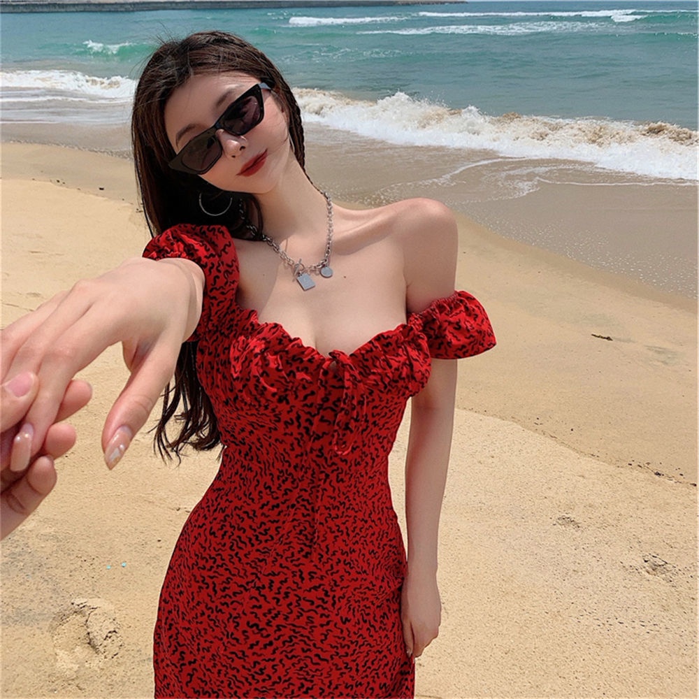 Đầm Tay Phồng Họa Tiết Hoa Phong Cách Mới Dành Cho Nữ