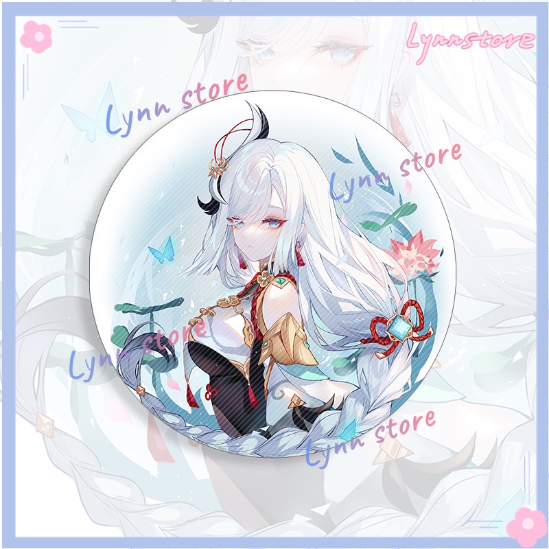 58mm Trò chơi Genshin Impact Brooch Zhongli X Tartaglia Xiao Kaedehara Ayaka Hutao Raiden Shogun Cosplay Huy hiệu Phụ kiện cho Quần áo Ba lô Quà tặng