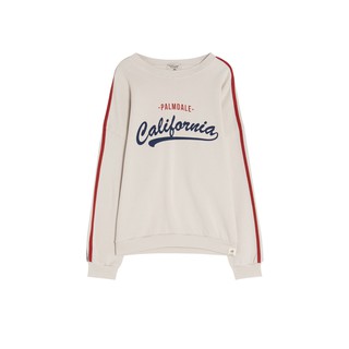 Hoodie slogan sọc tay