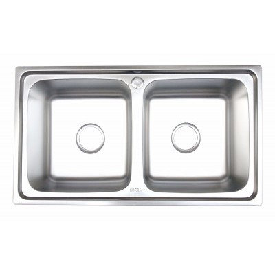 Chậu rửa bát cao cấp inox 100%, 2 hộc, (78x43x23)cm, bồn rửa , bảo hành 3 năm