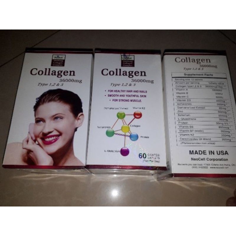 VIÊN UỐNG COLLAGEN 36000mg TYPE 1,2.3 HỖ TRỢ DA,LÀM ĐẸP DA(60 viên)