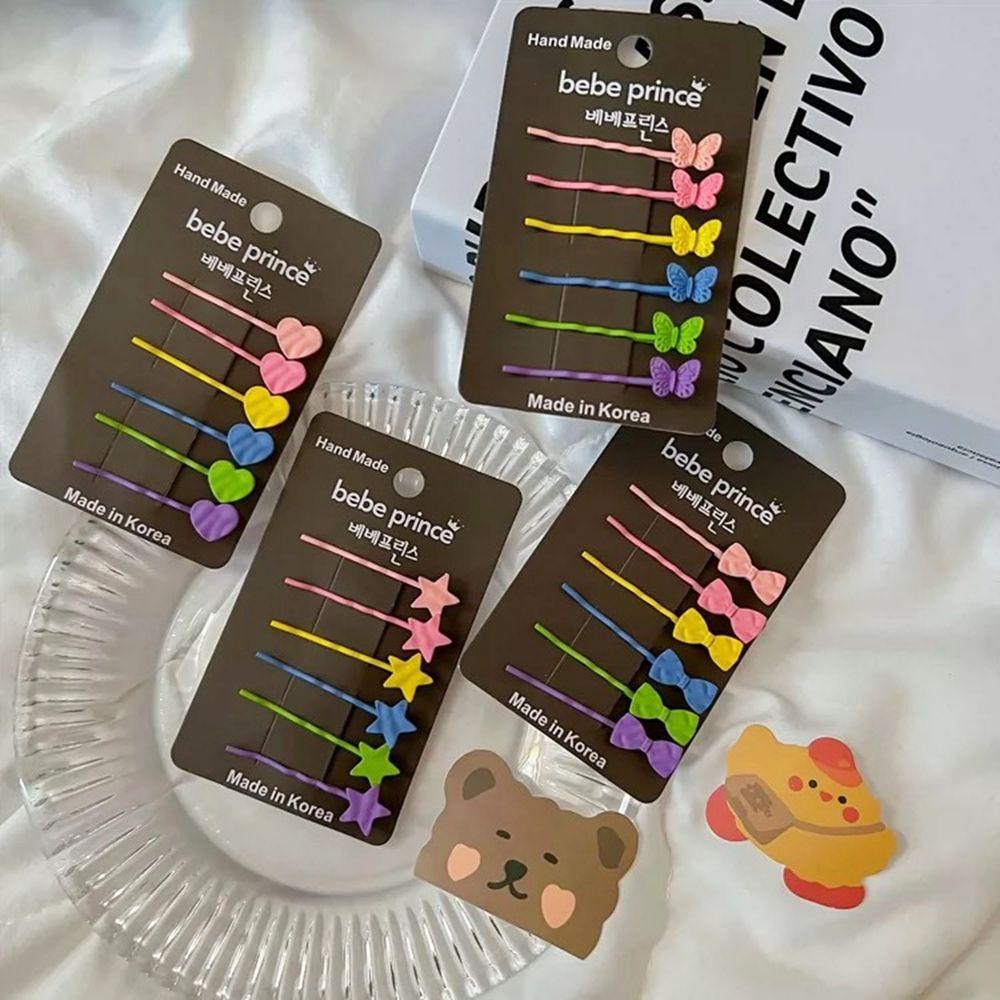 Bộ Kẹp Tóc Hình Ngôi Sao / Nơ / Trái Tim Màu Kẹo Ngọt Phong Cách Hàn Quốc Dễ Thương Cho Bé Gái